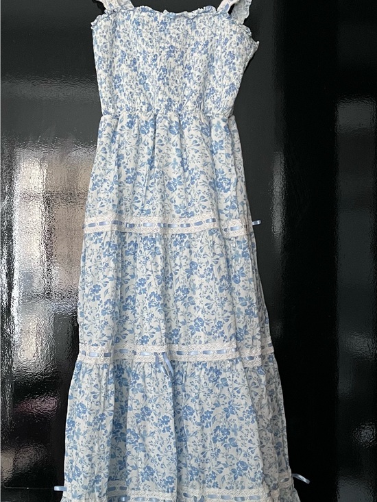 Altar'd State Dresses & Skirts - Altar’d State Blue Floral Tiered Maxi Dress with Ruffle Straps